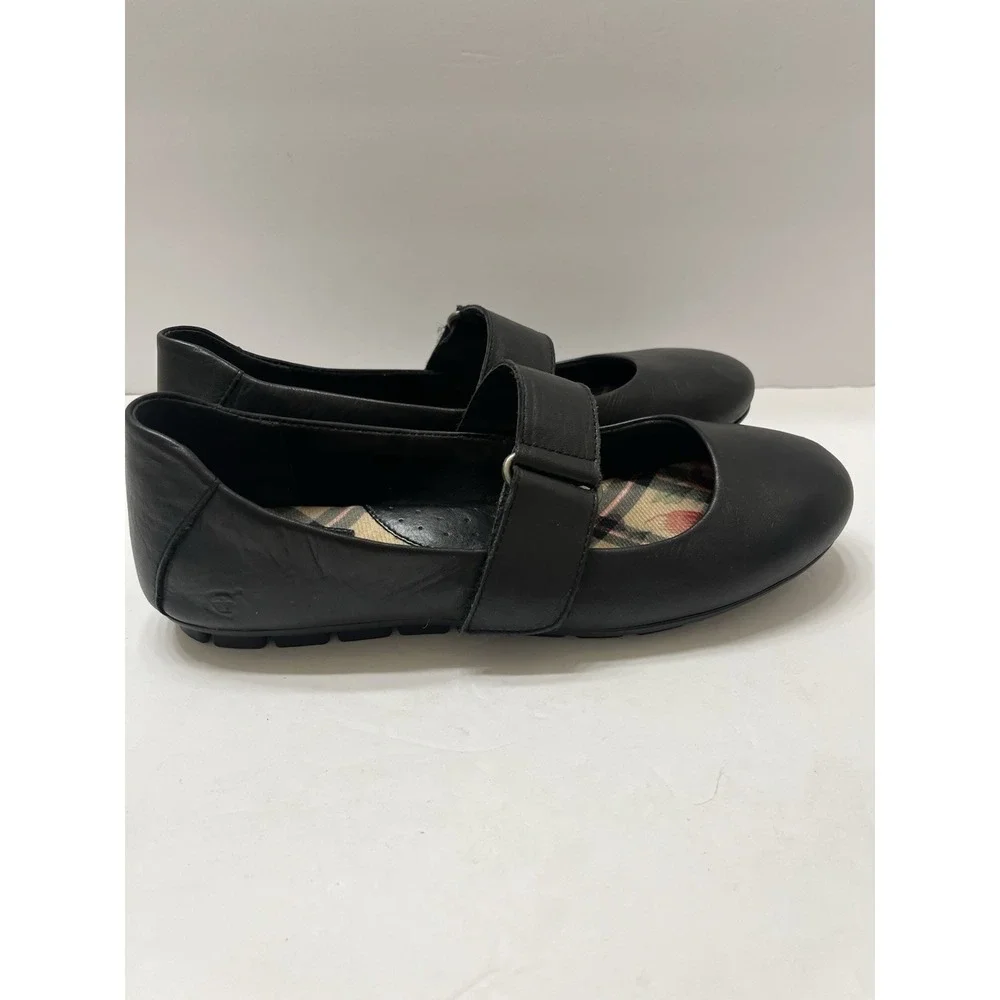 Børn Malli Mary Jane Leather Flats Black Hook & Loop Strap Comfort Women's 8